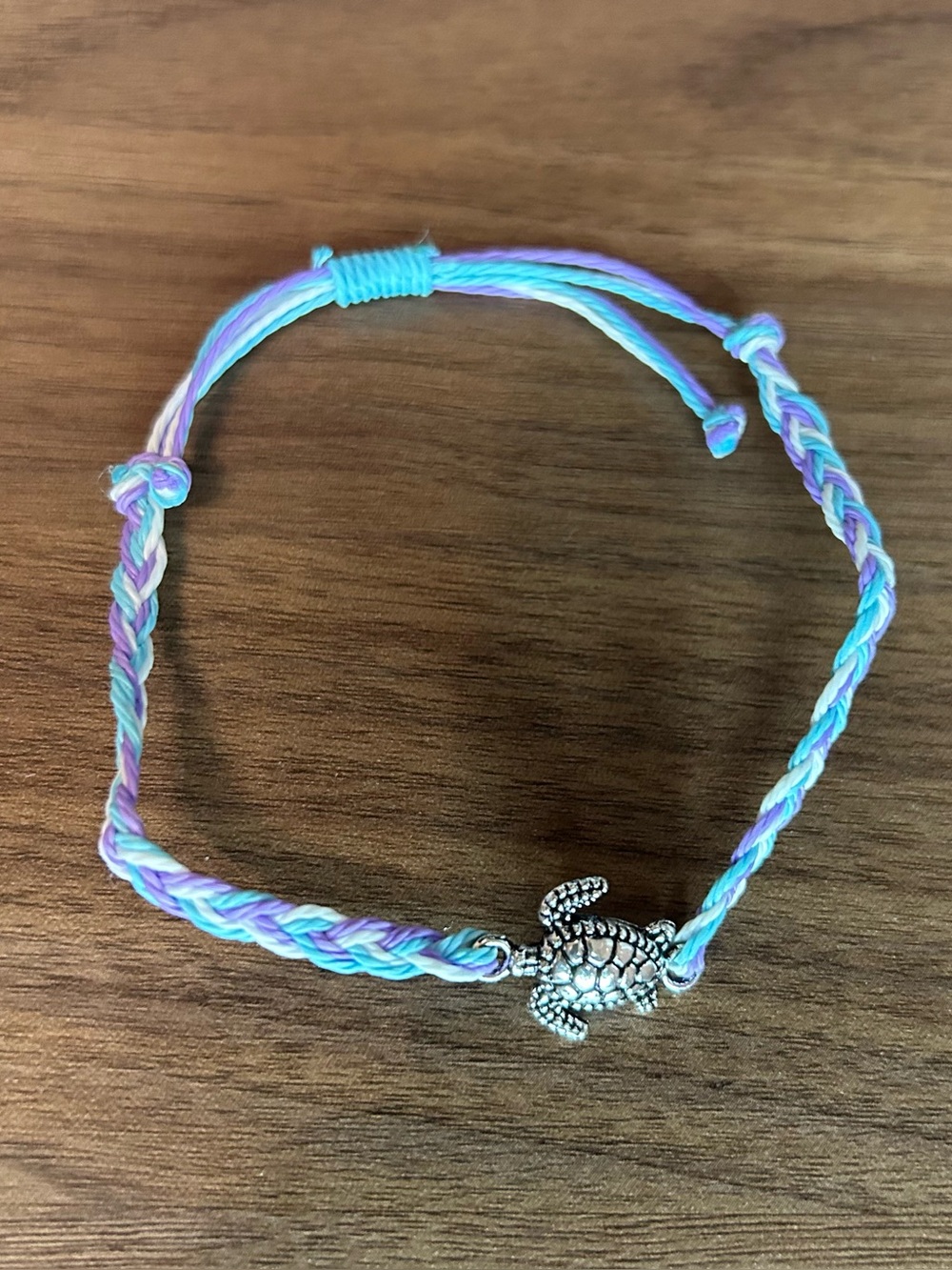 Blue & Purple Braided Bracelet with Turtle Charm
